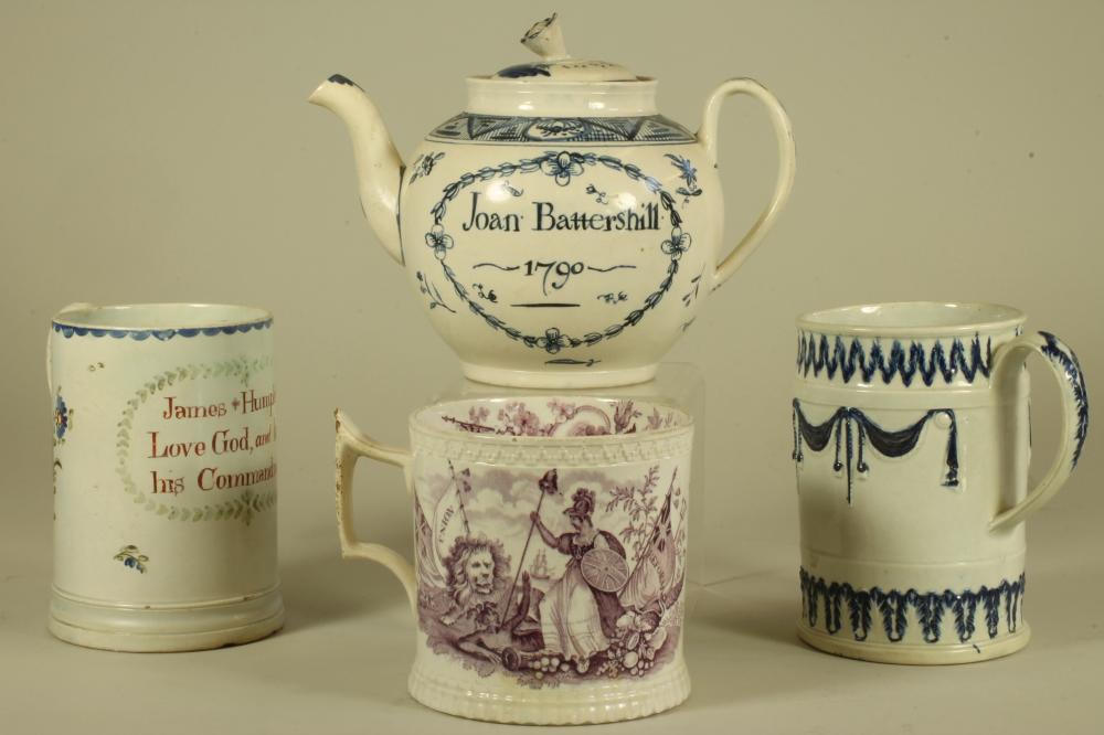 A DOCUMENTARY PEARLWARE TEAPOT AND COVER Image