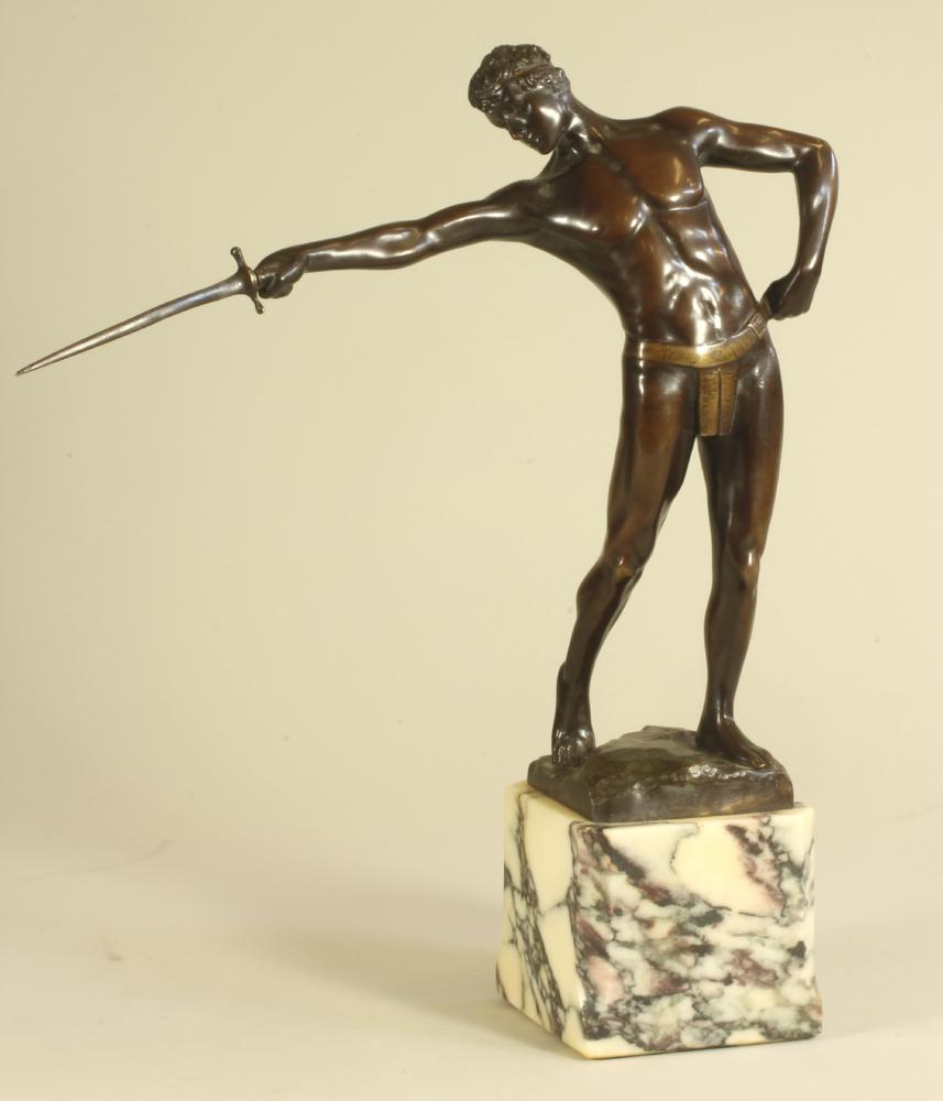 A BRONZE FIGURE OF A MALE NUDE Image