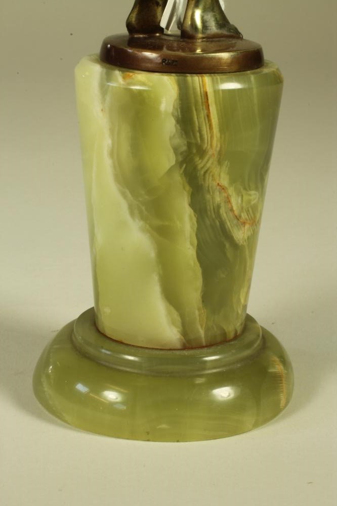 AFTER JOSEF LORENZL - an Art Deco silvered and patinated bronze figure of a nude female with a Image