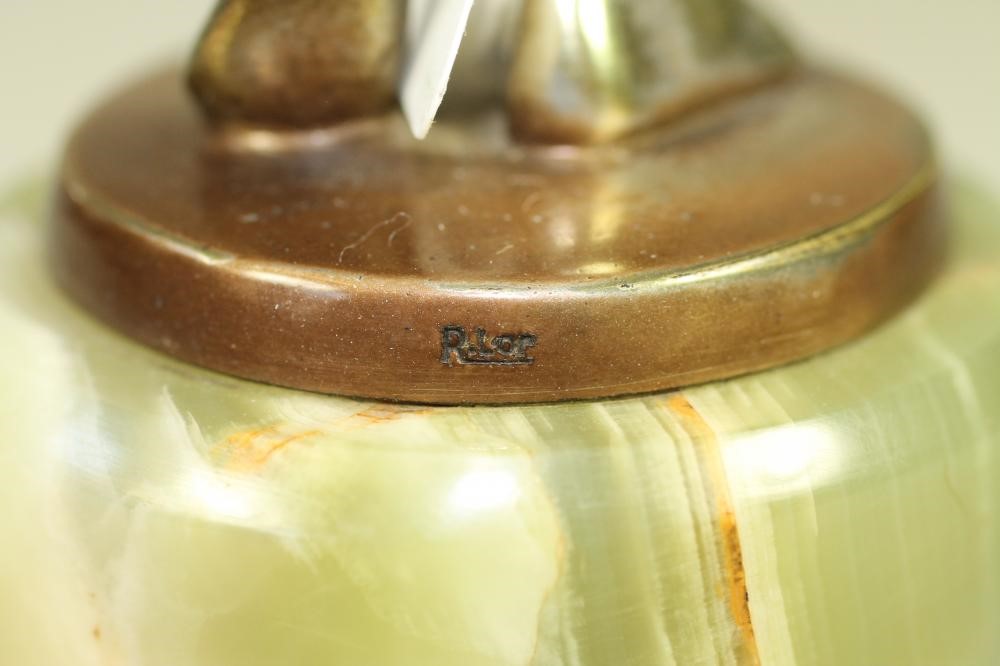 AFTER JOSEF LORENZL - an Art Deco silvered and patinated bronze figure of a nude female with a Image