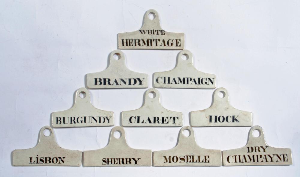 TWO MATCHING SETS OF FIVE CREAMWARE BIN LABELS Image