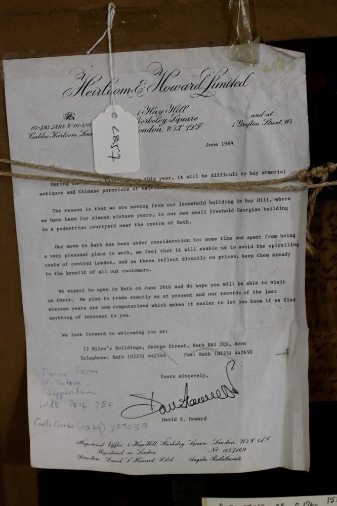 THE ARMS OF VELLEY OF HARTLAND IN DEVON (sic) painted on board Image