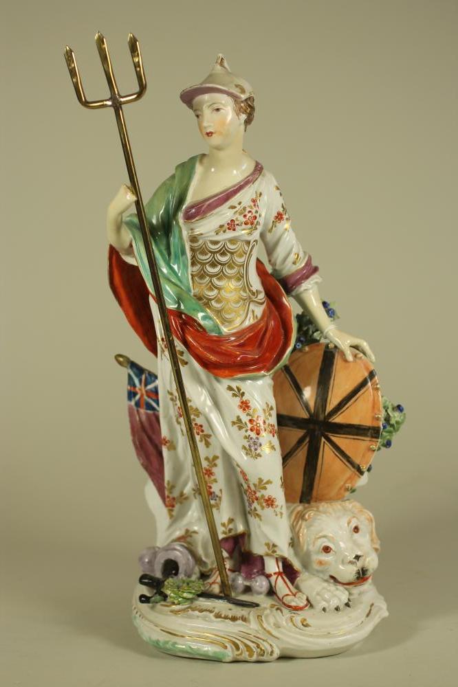 A LARGE DERBY PORCELAIN FIGURE OF BRITANNIA Image