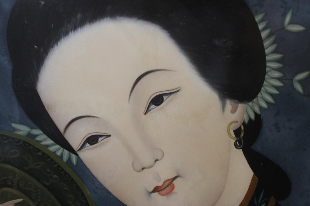 A CHINESE REVERSE PAINTING ON GLASS Image