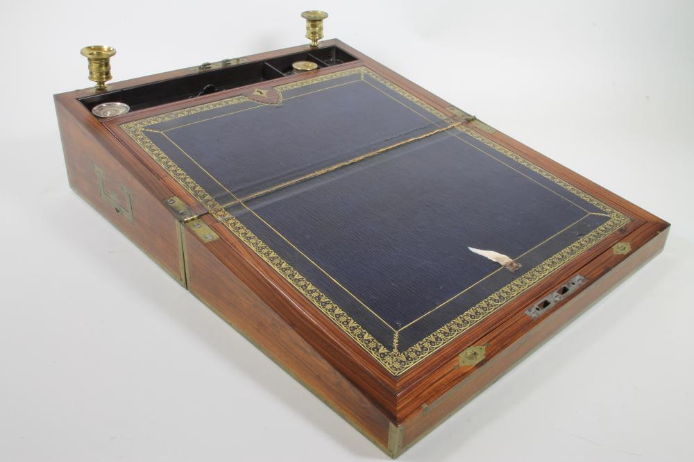 AN EARLY VICTORIAN TEAK WRITING SLOPE by T. Lund of London Image