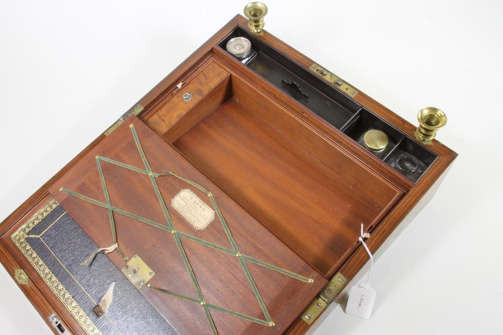 AN EARLY VICTORIAN TEAK WRITING SLOPE by T. Lund of London Image