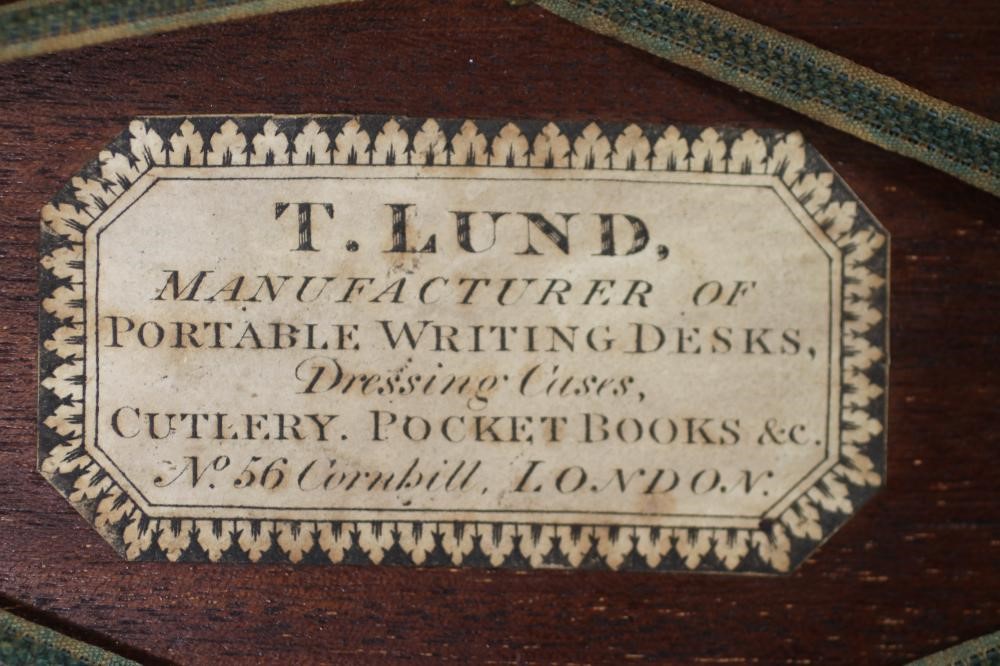 AN EARLY VICTORIAN TEAK WRITING SLOPE by T. Lund of London Image