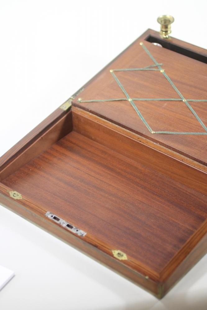 AN EARLY VICTORIAN TEAK WRITING SLOPE by T. Lund of London Image