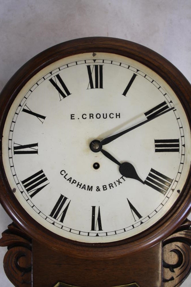 A MAHOGANY CASED DROP DIAL WALL TIMEPIECE Image