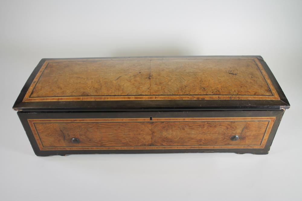A SWISS WALNUT CASED MUSICAL BOX Image