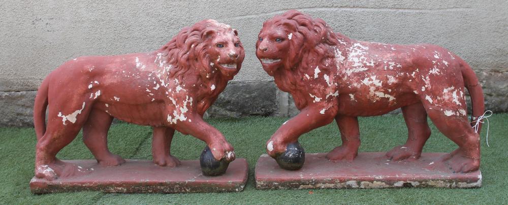 A PAIR OF COMPOSITION STONE MODELS OF THE MEDICI LIONS Image