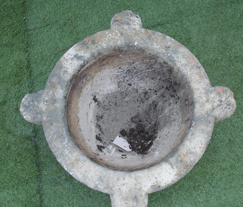 A LARGE WHITE MARBLE MORTAR with four lugs Image