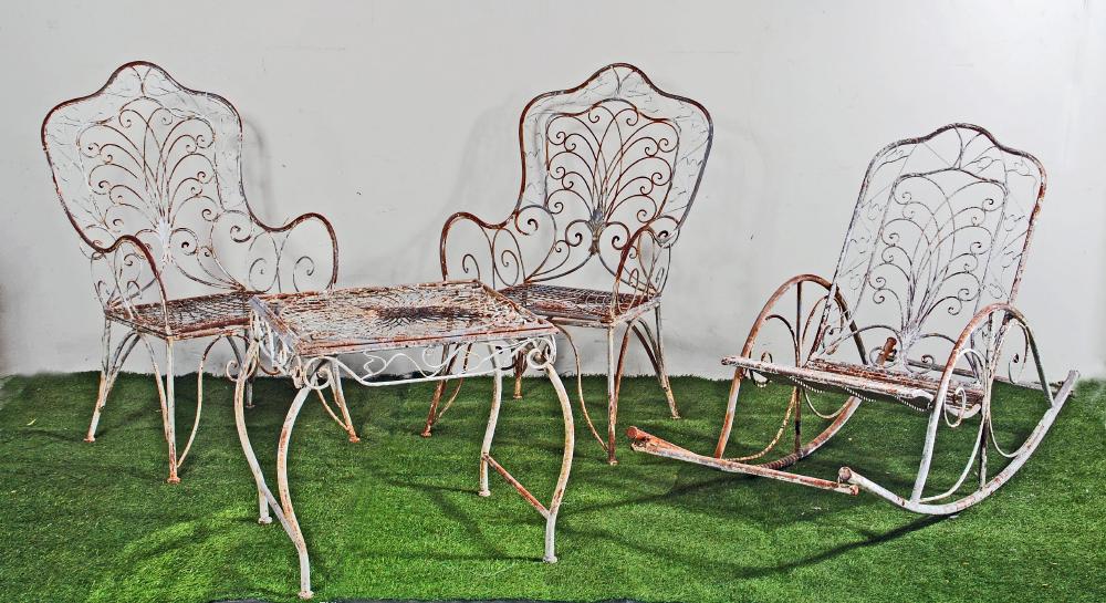 A WIRE WORK AND TUBULAR METAL GARDEN SUITE Image