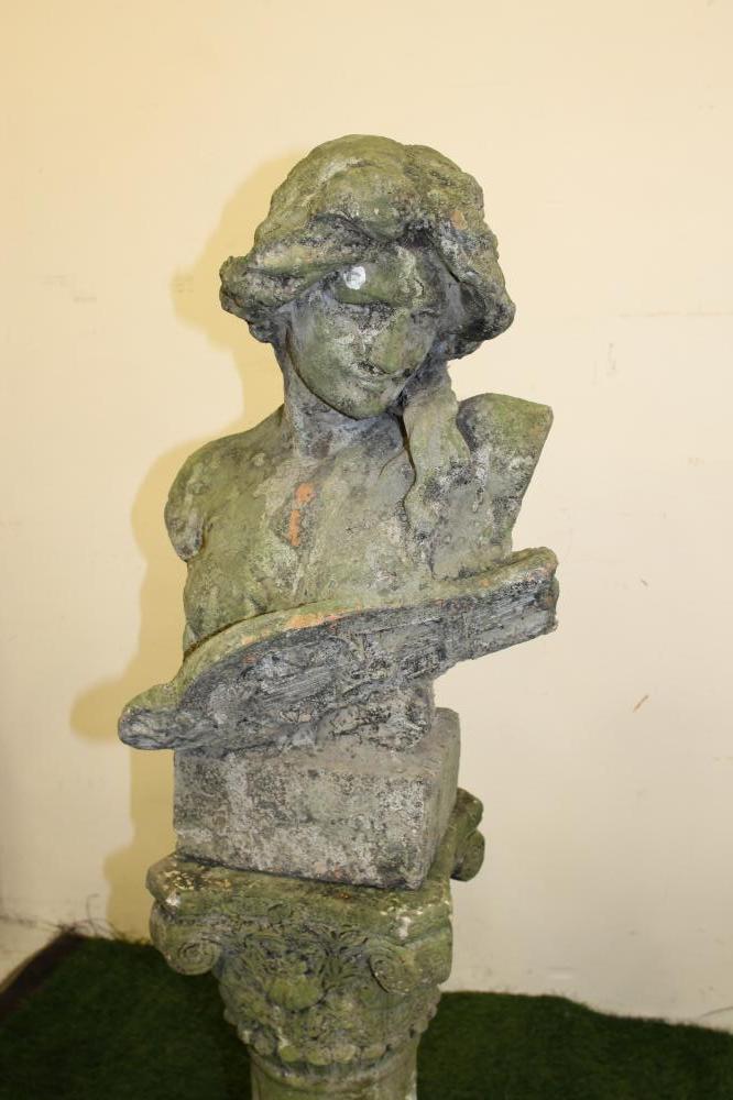 A PAIR OF TERRACOTTA FEMALE BUSTS allegorical of Music depicted as maidens with harps Image