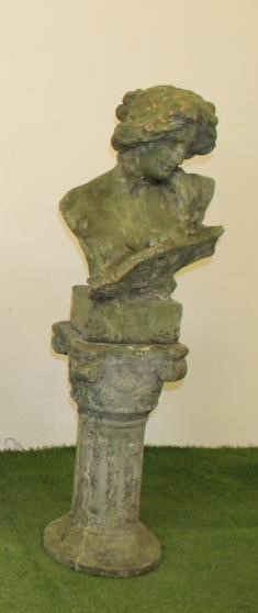 A PAIR OF TERRACOTTA FEMALE BUSTS allegorical of Music depicted as maidens with harps Image