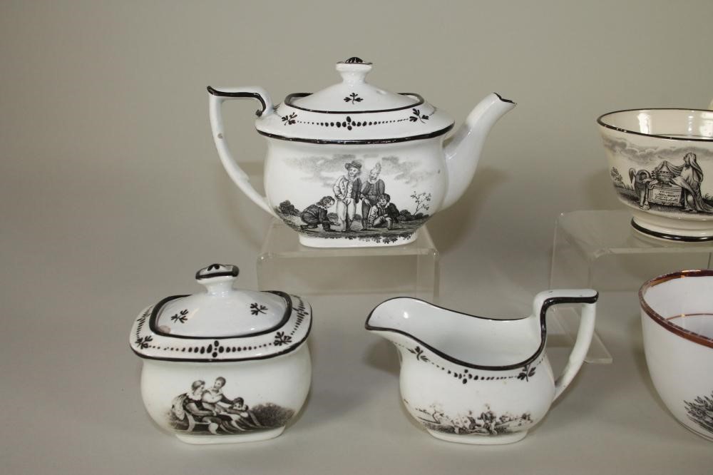 A CHILD'S STAFFORDSHIRE PEARLWARE THREE PIECE TEA SERVICE Image