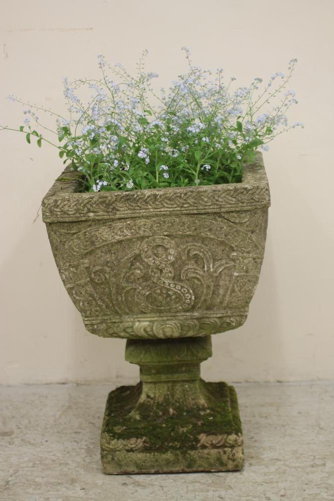 A COMPOSITION STONE JARDINIERE of square tapering form Image