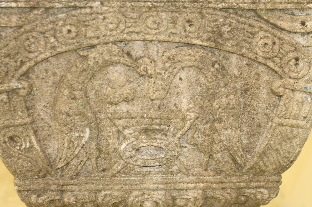 A COMPOSITION STONE JARDINIERE of square tapering form Image