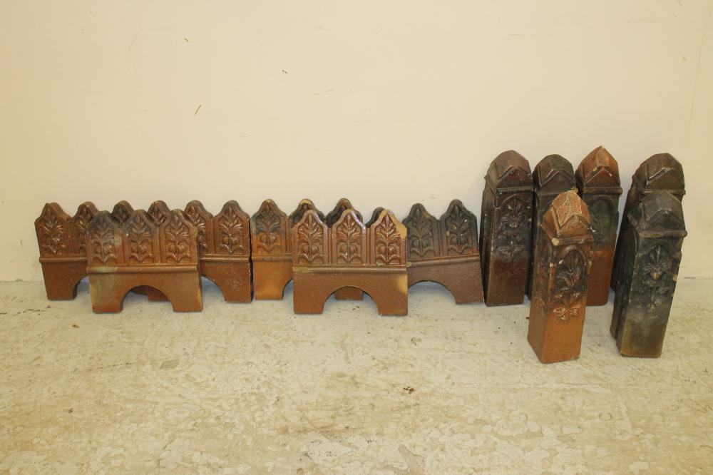 A SET OF SIX VICTORIAN SALT GLAZED STONEWARE BORDER TILES Image