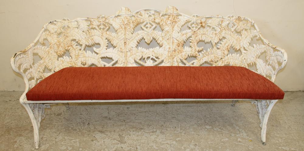 A VICTORIAN CAST IRON GARDEN SEAT in Fern and Blackberry pattern Image