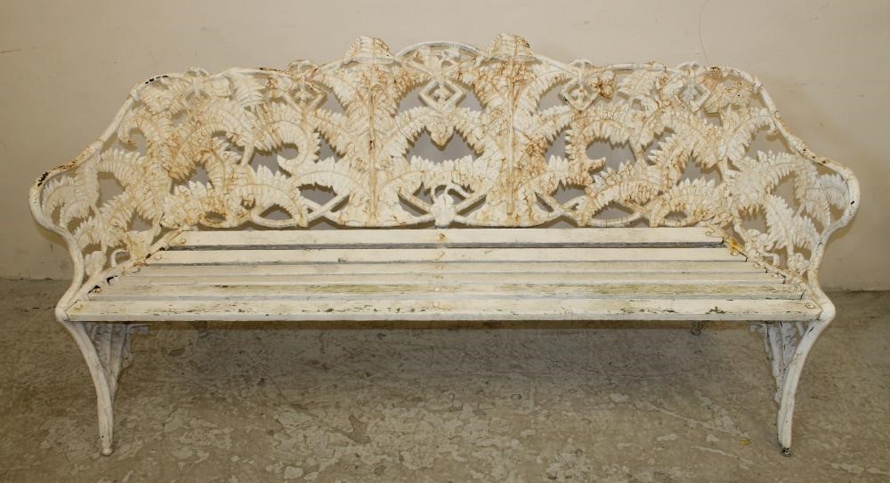 A VICTORIAN CAST IRON GARDEN SEAT in Fern and Blackberry pattern Image