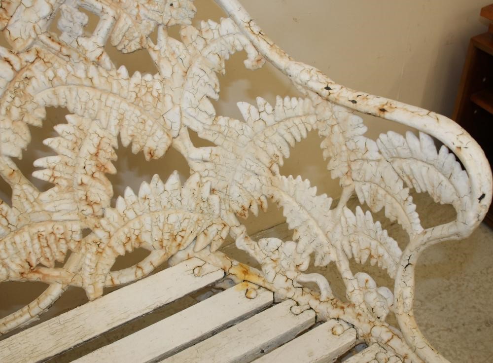 A VICTORIAN CAST IRON GARDEN SEAT in Fern and Blackberry pattern Image