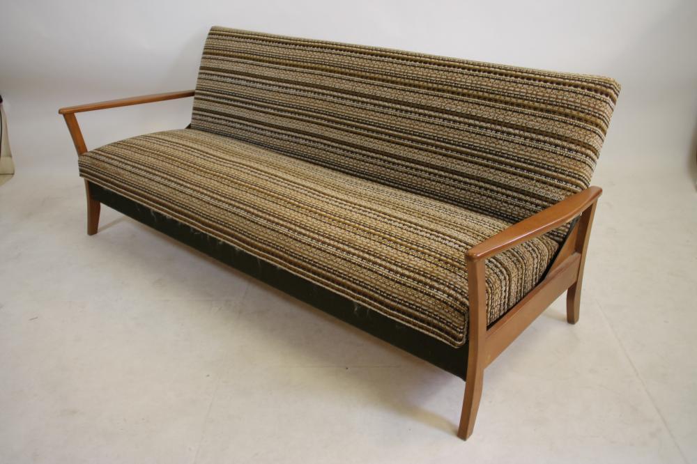 A SCANDINAVIAN DESIGN TEAK FRAMED SOFA BED Image