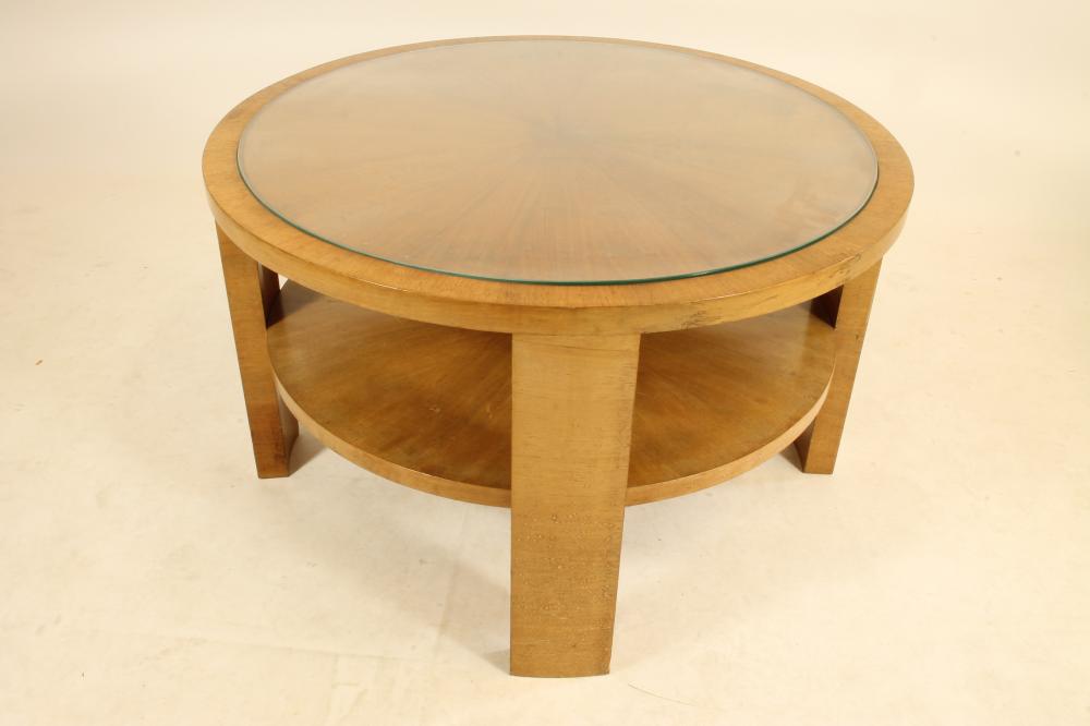 AN ART DECO BIRCH COFFEE TABLE of circular form Image