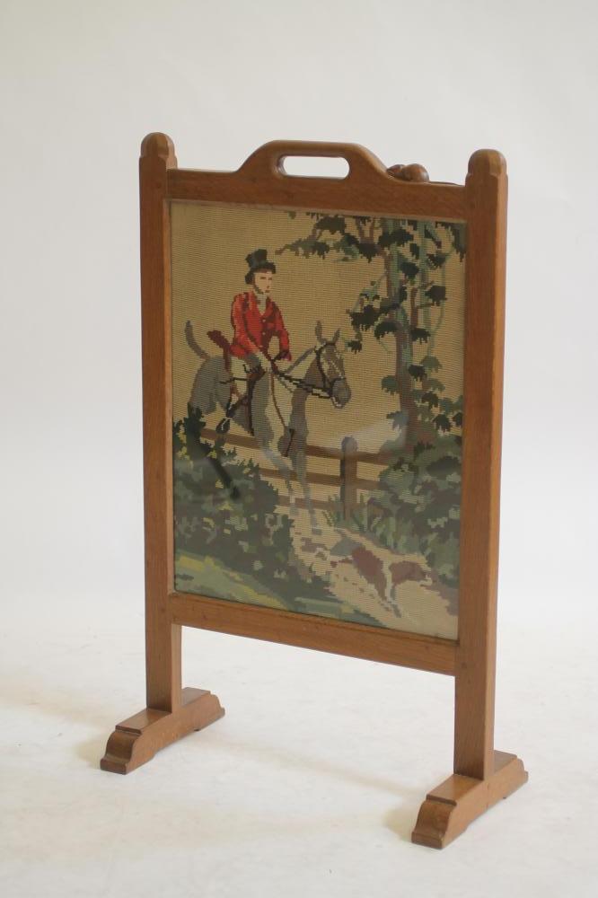 AN OAK FIRESCREEN BY ROBERT THOMPSON Image