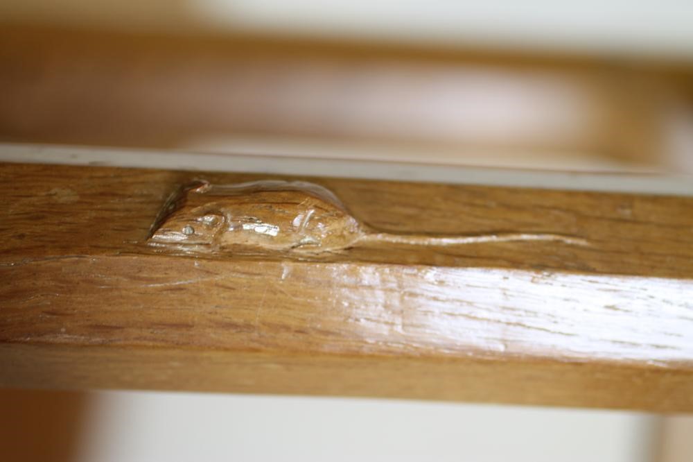 AN ADZED OAK NEST OF THREE TABLES BY ROBERT THOMPSON Image