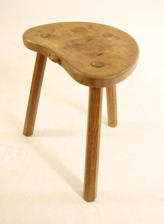 AN ADZED OAK STOOL BY ROBERT THOMPSON Image