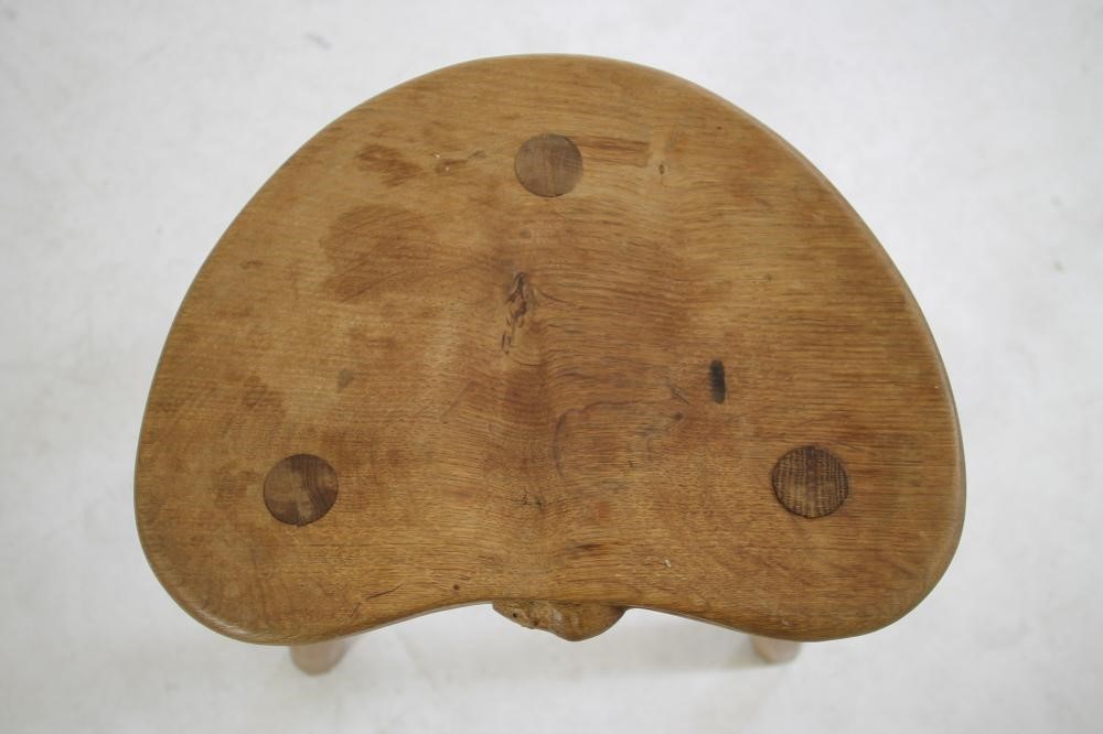 AN ADZED OAK STOOL BY ROBERT THOMPSON Image