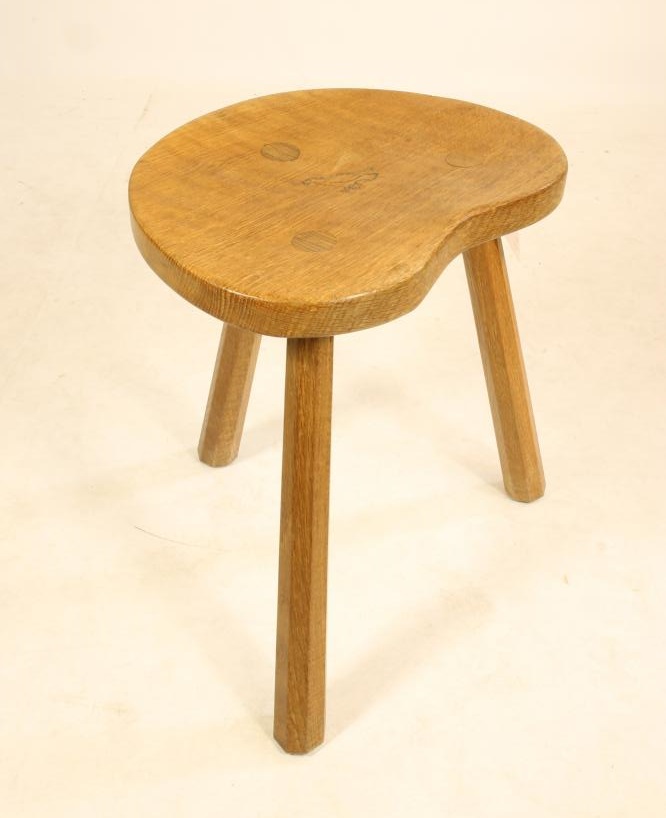 AN ADZED OAK STOOL by Albert Jeffray Image