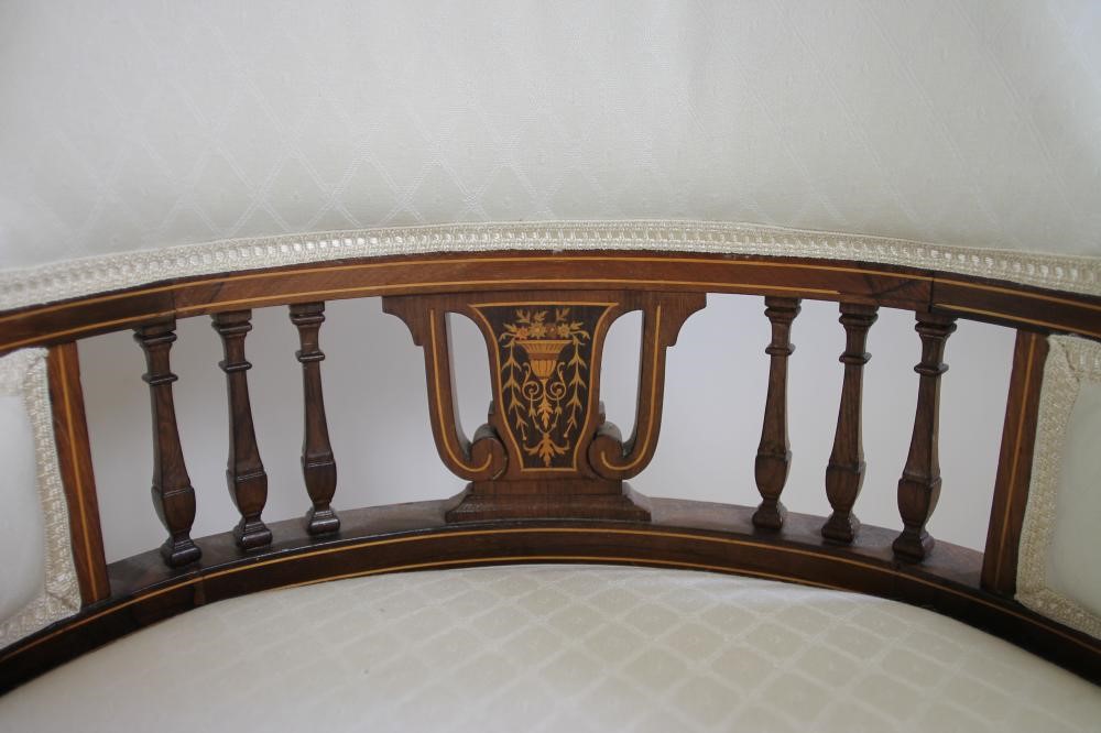 A PAIR OF LATE VICTORIAN ROSEWOOD INLAID CHAIRS for a lady and a gentleman Image