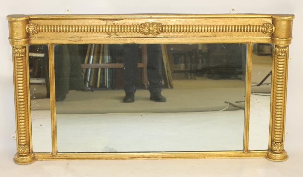 A REGENCY GILT WOOD TRIPLE PLATE OVERMANTEL MIRROR Image