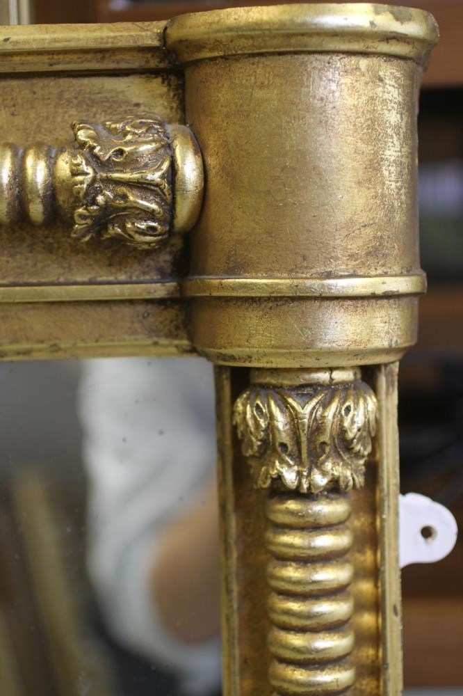 A REGENCY GILT WOOD TRIPLE PLATE OVERMANTEL MIRROR Image
