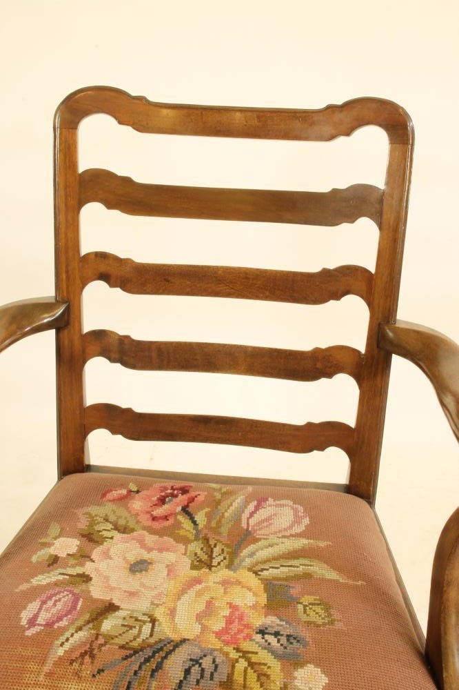 A GEORGIAN MAHOGANY LADDER BACK ELBOW CHAIR Image