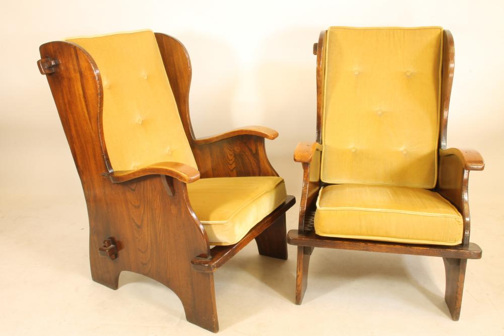 A PAIR OF ELM WING ARMCHAIRS Image