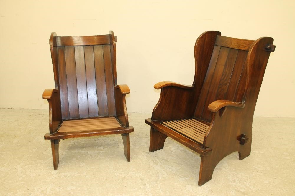 A PAIR OF ELM WING ARMCHAIRS Image