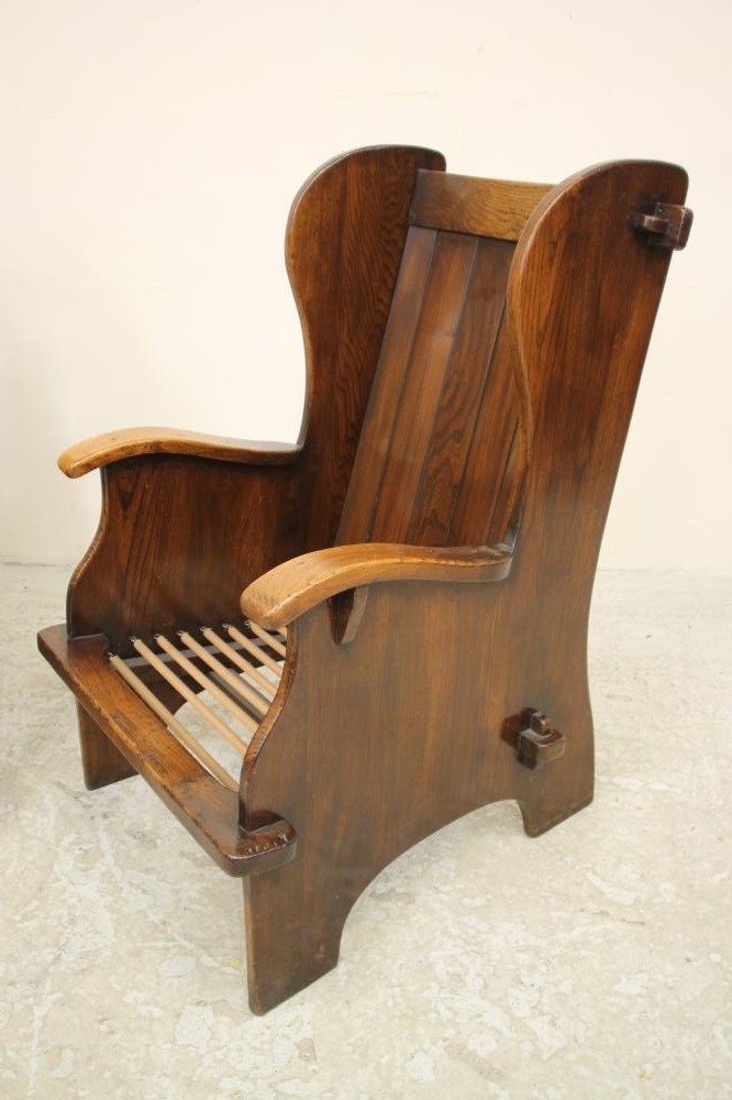 A PAIR OF ELM WING ARMCHAIRS Image