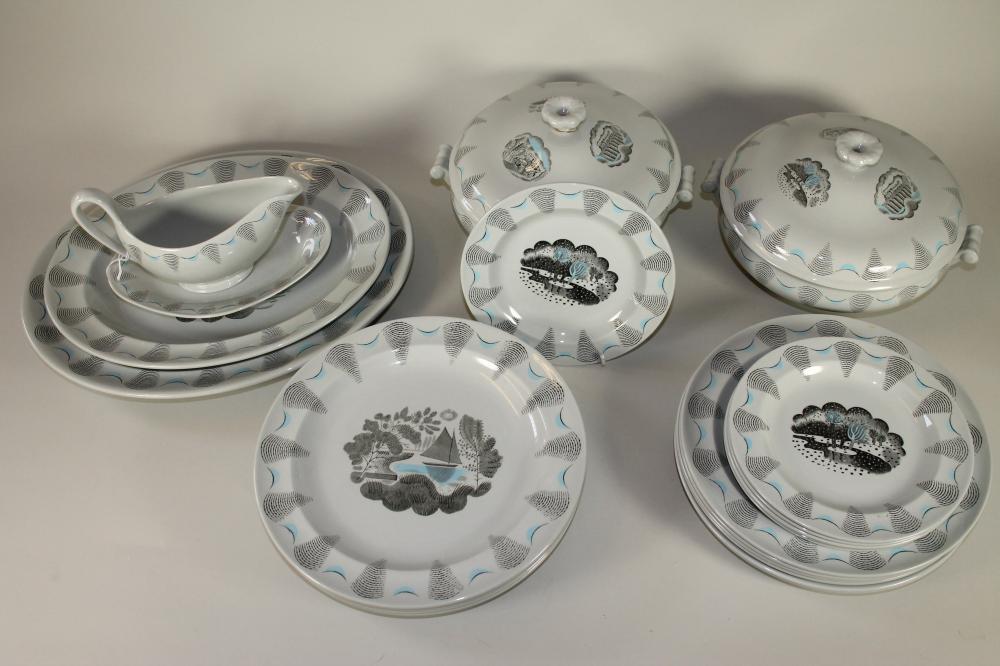 AN ERIC RAVILIOUS FOR WEDGWOOD "TRAVEL" PATTERN FINE EARTHENWARE DINNER SERVICE Image