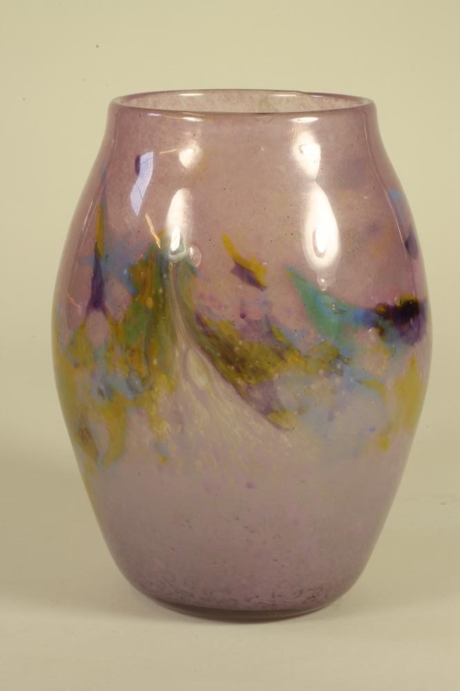 A MONART GLASS VASE of bombe cylindrical form Image