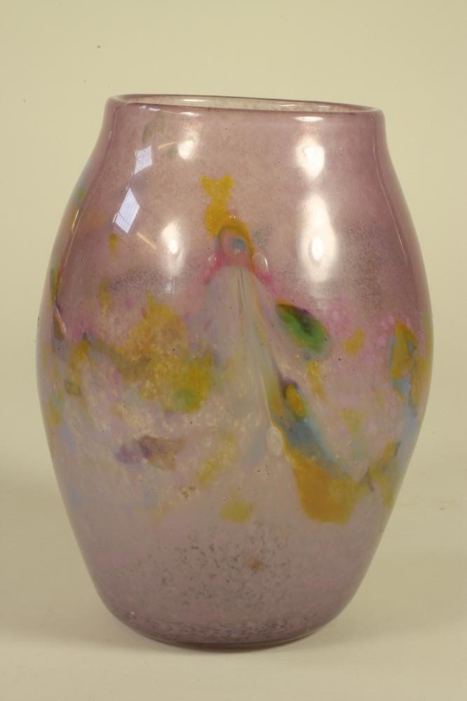 A MONART GLASS VASE of bombe cylindrical form Image