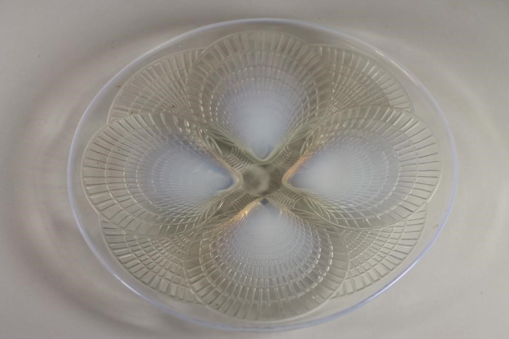 A LALIQUE BLUE OPALESCENT GLASS PLATE in "Coquilles" pattern Image