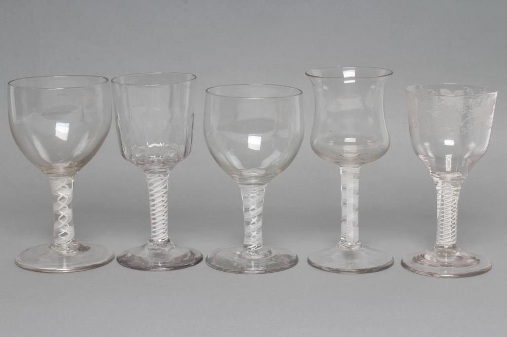 A COLLECTION OF FIVE OPAQUE SPIRAL TWIST GLASSES Image