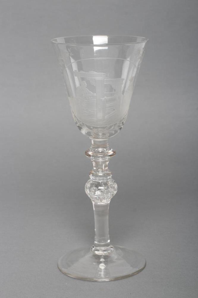 A TALL NEWCASTLE TYPE WINE GLASS Image