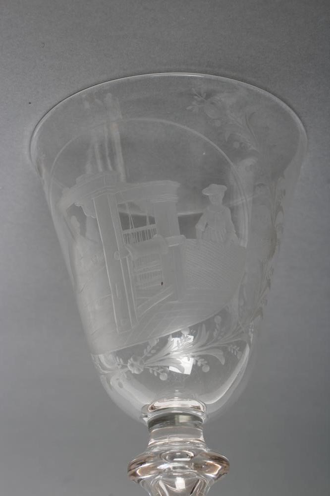 A TALL NEWCASTLE TYPE WINE GLASS Image