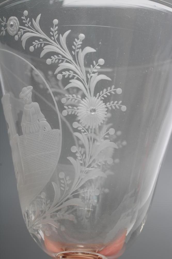 A TALL NEWCASTLE TYPE WINE GLASS Image