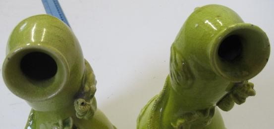 A COMPOSITE PAIR OF CHINESE EARTHENWARE EWERS of double gourd form Image