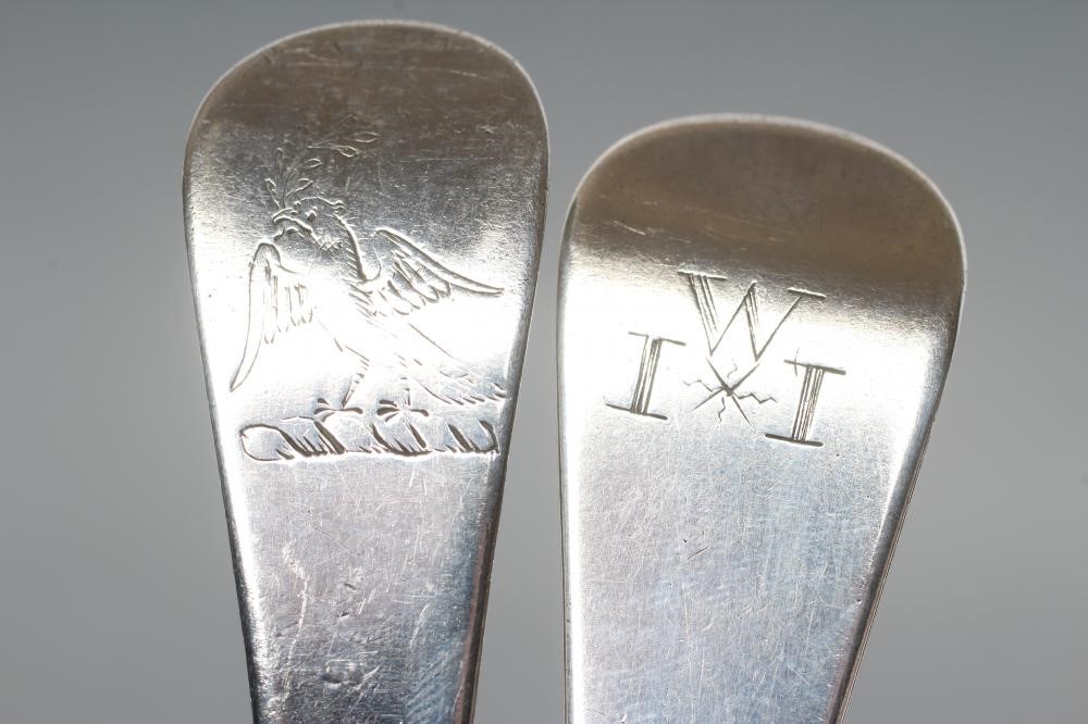 TWO GEORGE III SILVER FANCY BACK DESSERT SPOONS Image